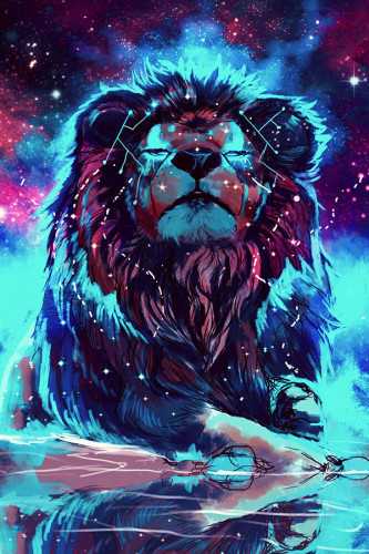 Poster Leão  - Coleção Colors - Animais