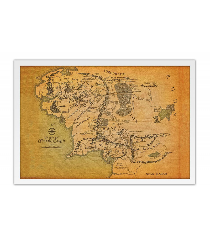 Poster Middle Earth Map - Mapa da Terra Média - Hobbit - Mapas