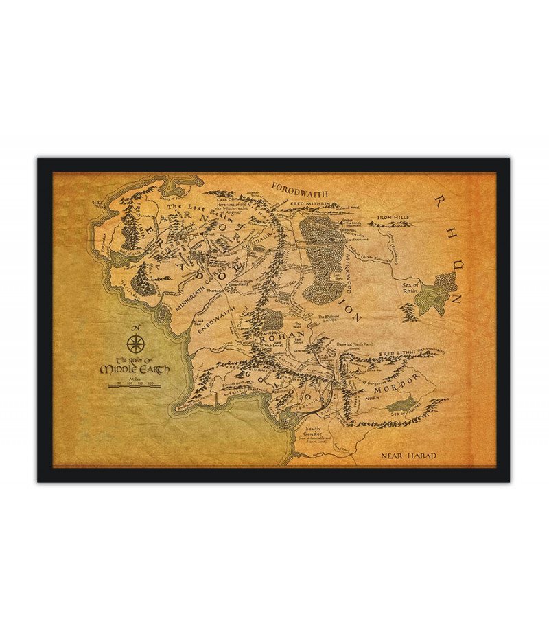 Poster Middle Earth Map - Mapa da Terra Média - Hobbit - Mapas