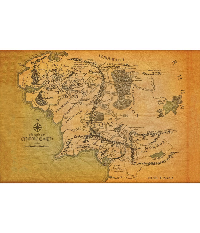 Poster Middle Earth Map - Mapa da Terra Média - Hobbit - Mapas